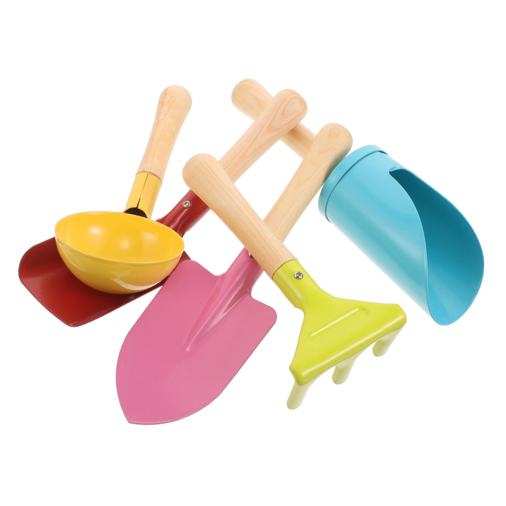 5 Pezzi Attrezzi Giardinaggio con Rastrello e Palettina Ergonomici per Gioco Estivo all Aperto Kit Manuale per Spiaggia e Giardino Strumenti Sicuri e Facili da Pulire