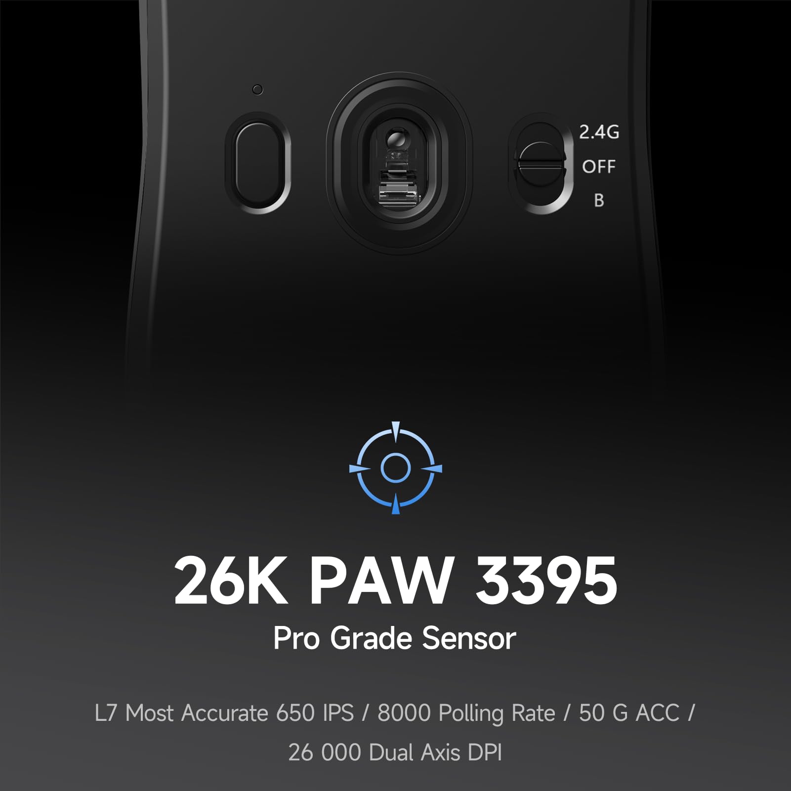 MCHOSE L7 Pro Kabellose Gaming-Maus 39g Ultralight 8000Hz 2,4G/BT/USB-C 26000 DPI 650 IPS 200 Stunden Batterie Schwarz