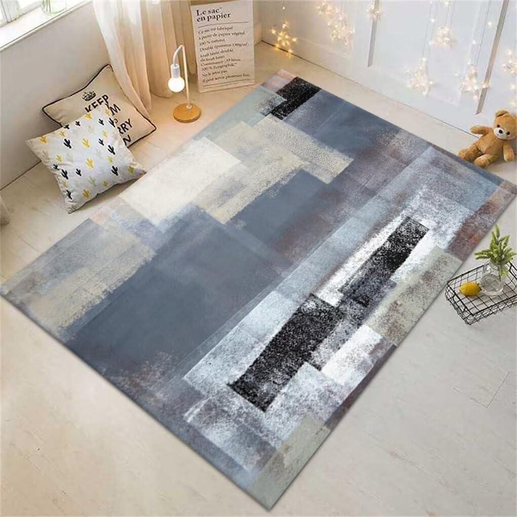 Tapis abstrait bleu lavable 160x210cm pour chambre enfant