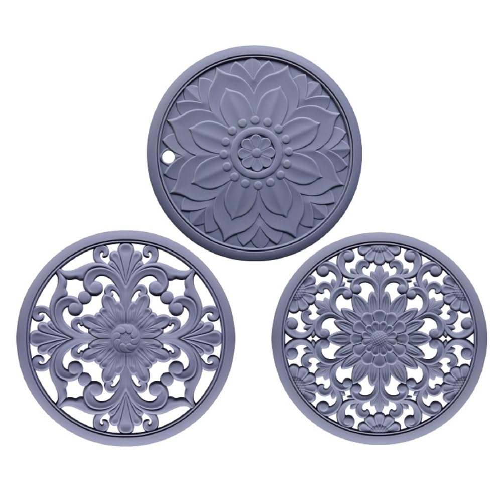 Bafnsiji A ,12Cm, 3Pcs Silicone Trivet Mat, Silicone Coaster For Hot Dishes Nd Hot Pots, Non Slip Round Kitchen Pot Holders, Kitchen Mats For Hot Teapot, Bowls Nd Dishes