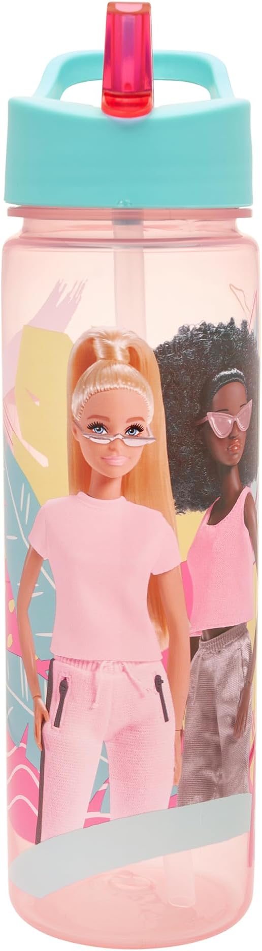 Barbie Dolls Flip Up Straw 600ml โ Official Merchandise by Polar Gear โ Kids Reusable Non Spill - BPA Free - Recyclable Plastic - Ideal For School Nursery Sports Picnic - Pink