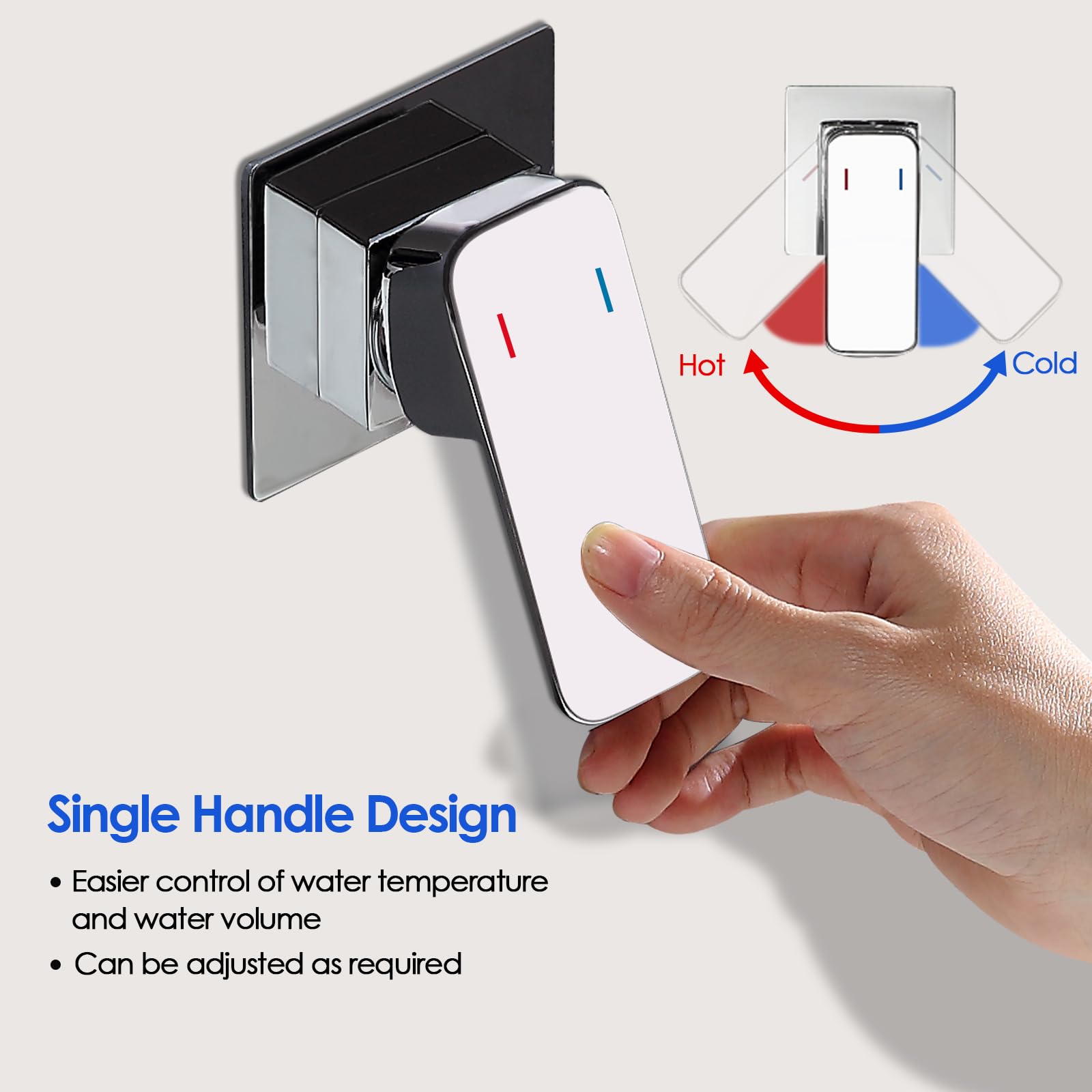 ROVOGO Wall Mounted Basin Mixer Tap with Concealed Stainless Steel Body 304 & Square Spout for Bath or Tub 2-Hole Bathroom Basin Tap - Image 3