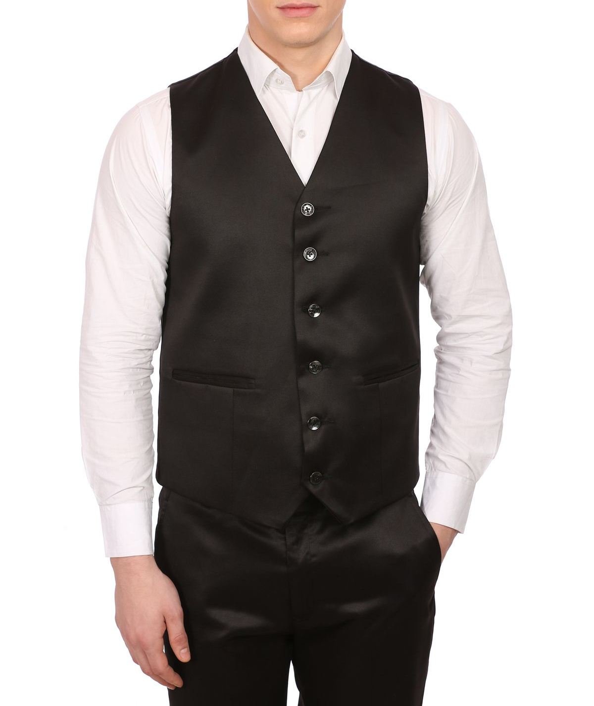 wintage Men's Poly Blend Notched Lapel Black Tuxedo Vest-picture-25