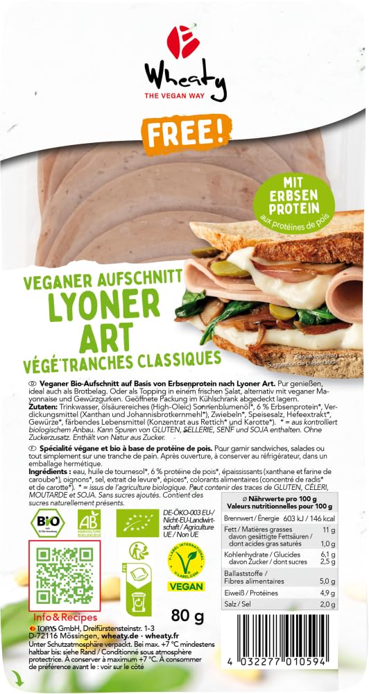 Veganer Bio-Aufschnitt Lyoner Art 18 x 80 g