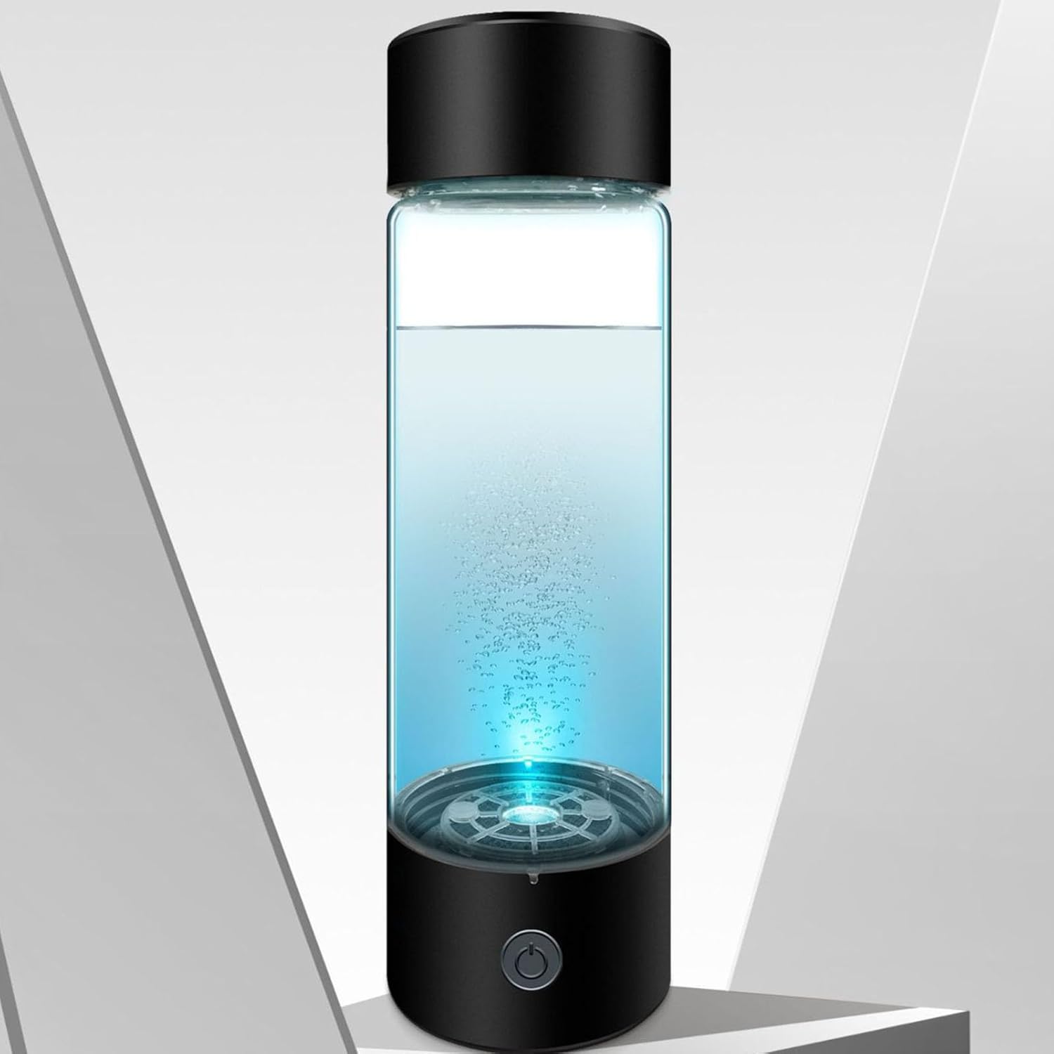410ML Portable Hydrogen Water with 1200?1400ppb (1.2ppm) in a Cycle,Distilled Water of Aluminum Alloy and high Borosilicate Glass, Water Bottle with 700mAh Battery for Travel