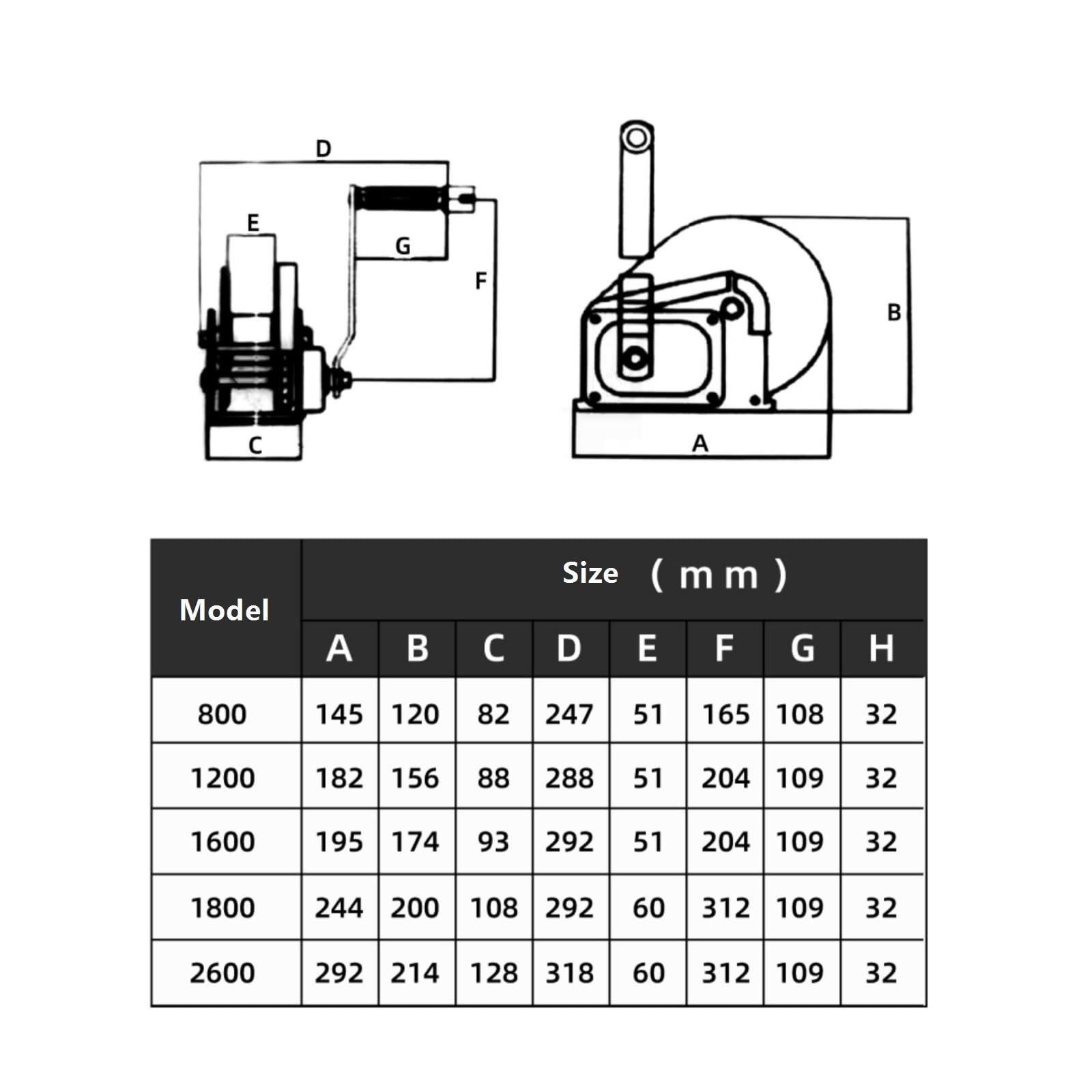 Argano manuale a cavo da 800 libbre, argano manuale a cricchetto con manovella, con cavo metallico lungo 7 m e diametro 4 mm, gancio, freno automatico, argano manuale(Only Winch)