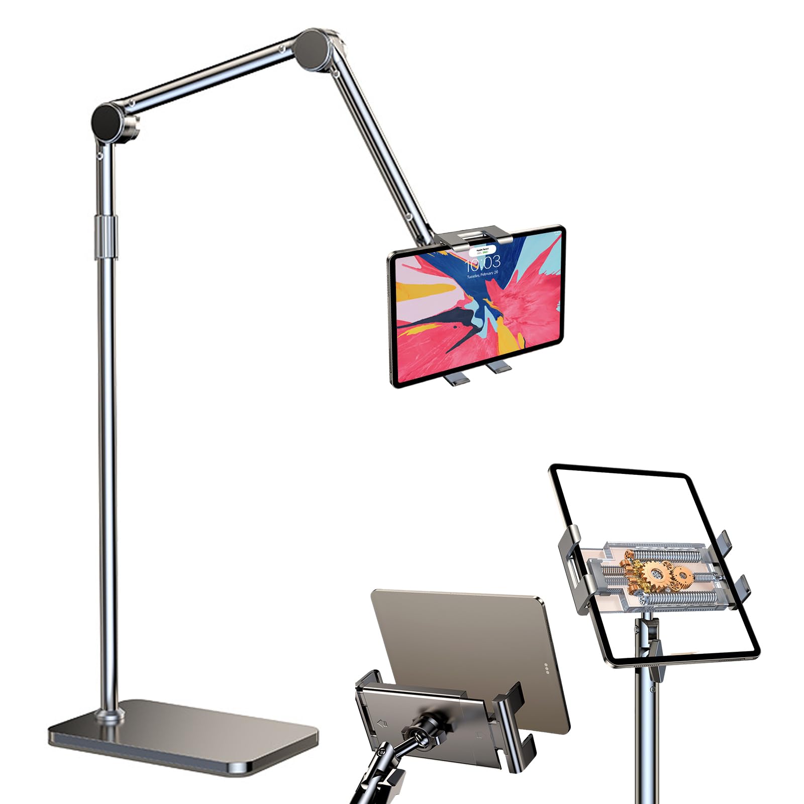 Supporto A Pavimento Per Tablet ASOUUNLD – Braccio Pieghevole, Regolabile In Altezza E 360°