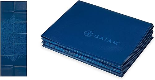 Gaiam Esterilla de yoga plegable, para viajes, fitness y ejercicio, todo tipo de yoga, pilates y entrenamientos en el piso, 68 x 24 pulgadas x 0.08