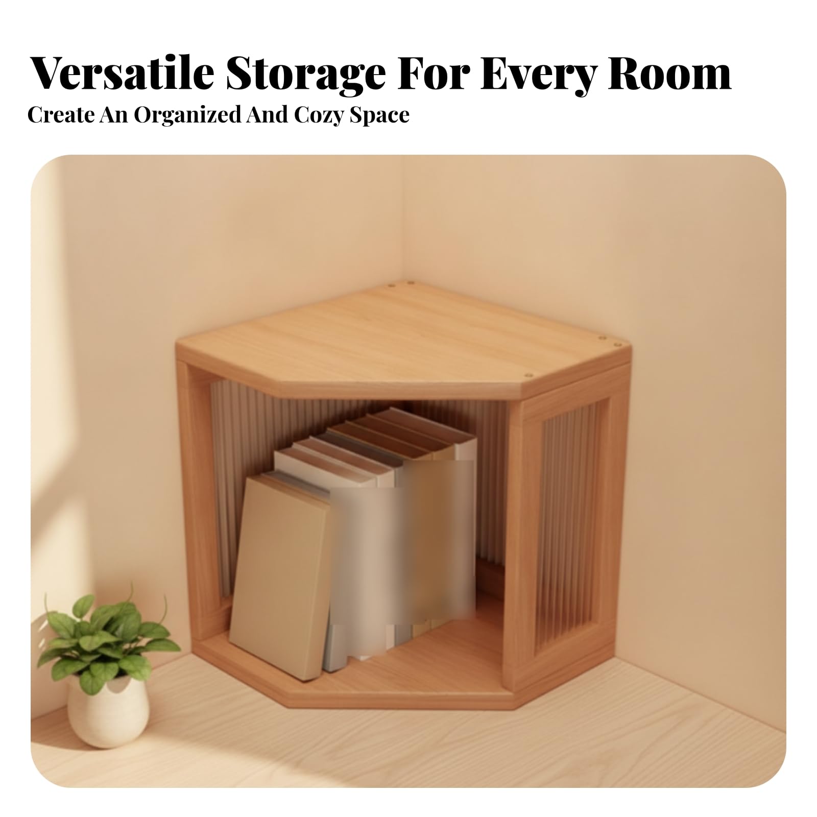 Rangement Compact Organisateur Ouvert en Bois Étagère Bureau Montage DIY, Bois Naturel
