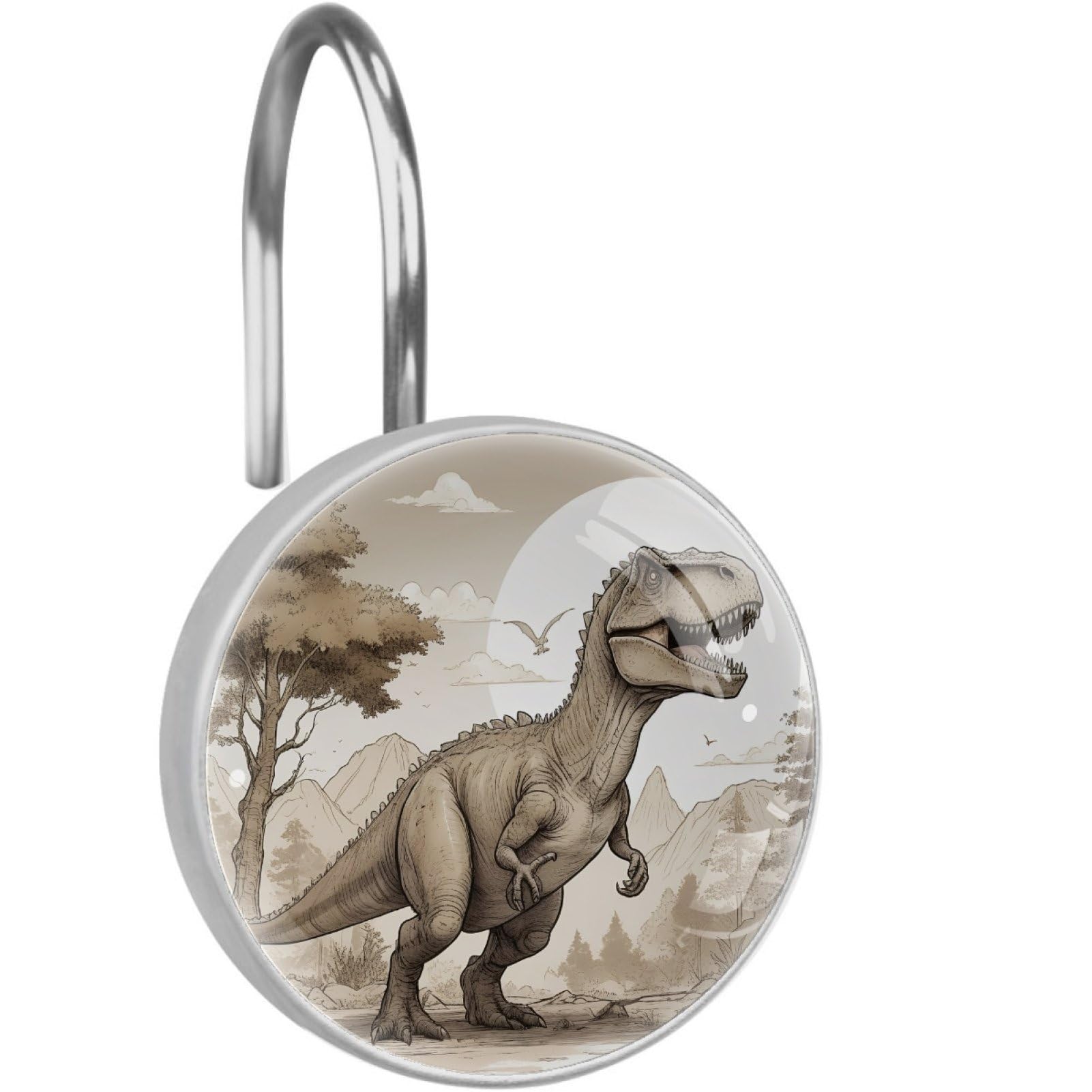 VAPOKF Decorative Shower Curtain Hooks, Cute Dinosaurs Rustproof Stainless Steel Shower Curtain Rings for Bathroom, Shower Curtain Hangers for Shower Rod, 12 Pack