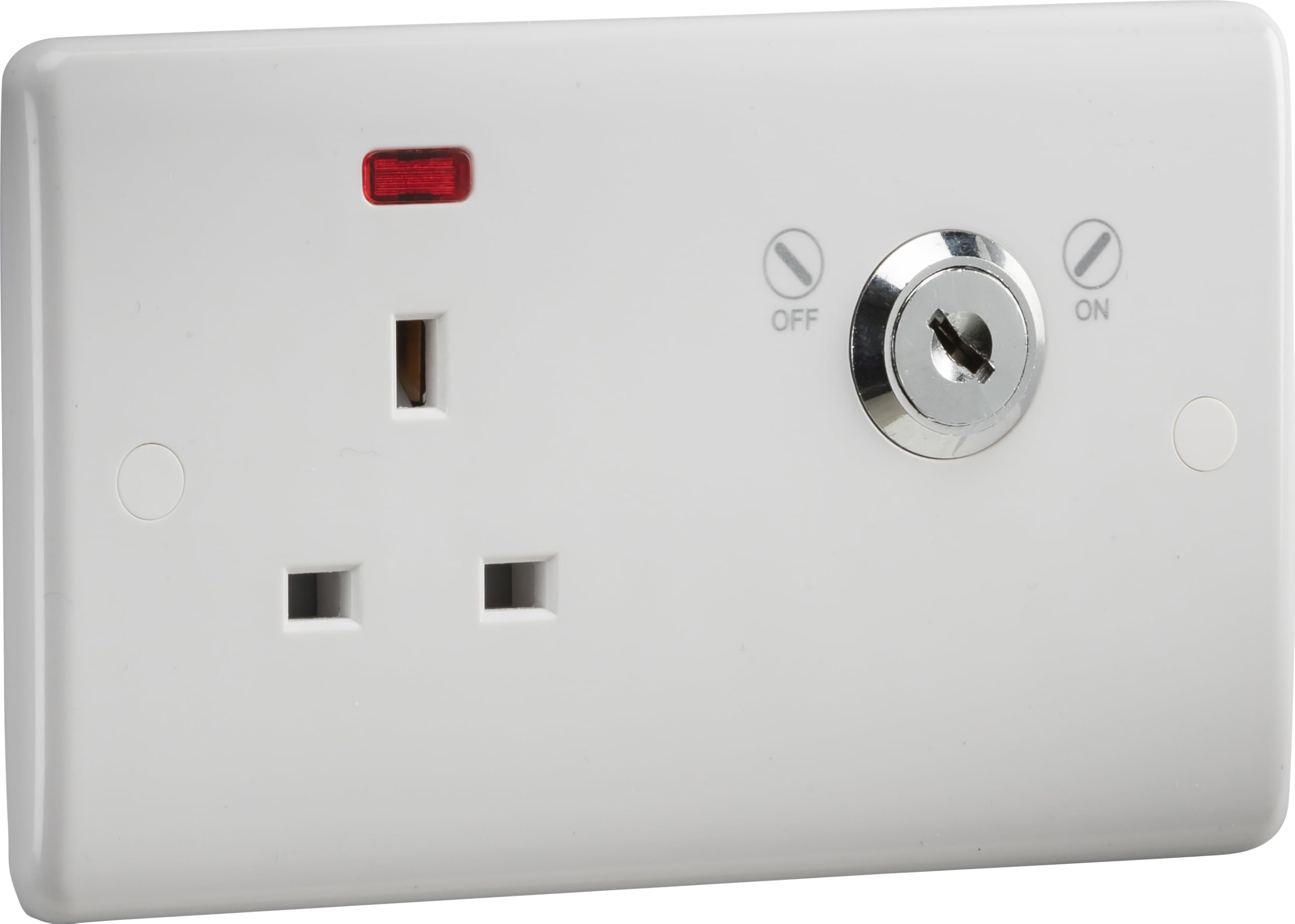 Knightsbridge 13A DP Lockable Socket with Neon, White