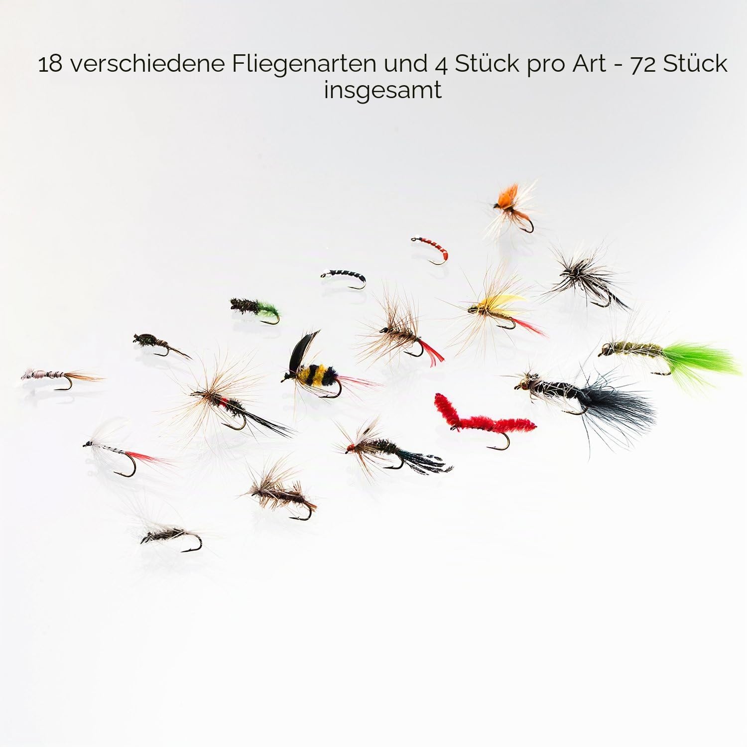 BASSDASH Fliegenfischen Fliegen-Set Fliegensortiment Forellen Barsch Angeln mit Fliegenbox mit Trockene/Nass Fliegen, Nymphen, Luftschlangen, Popper