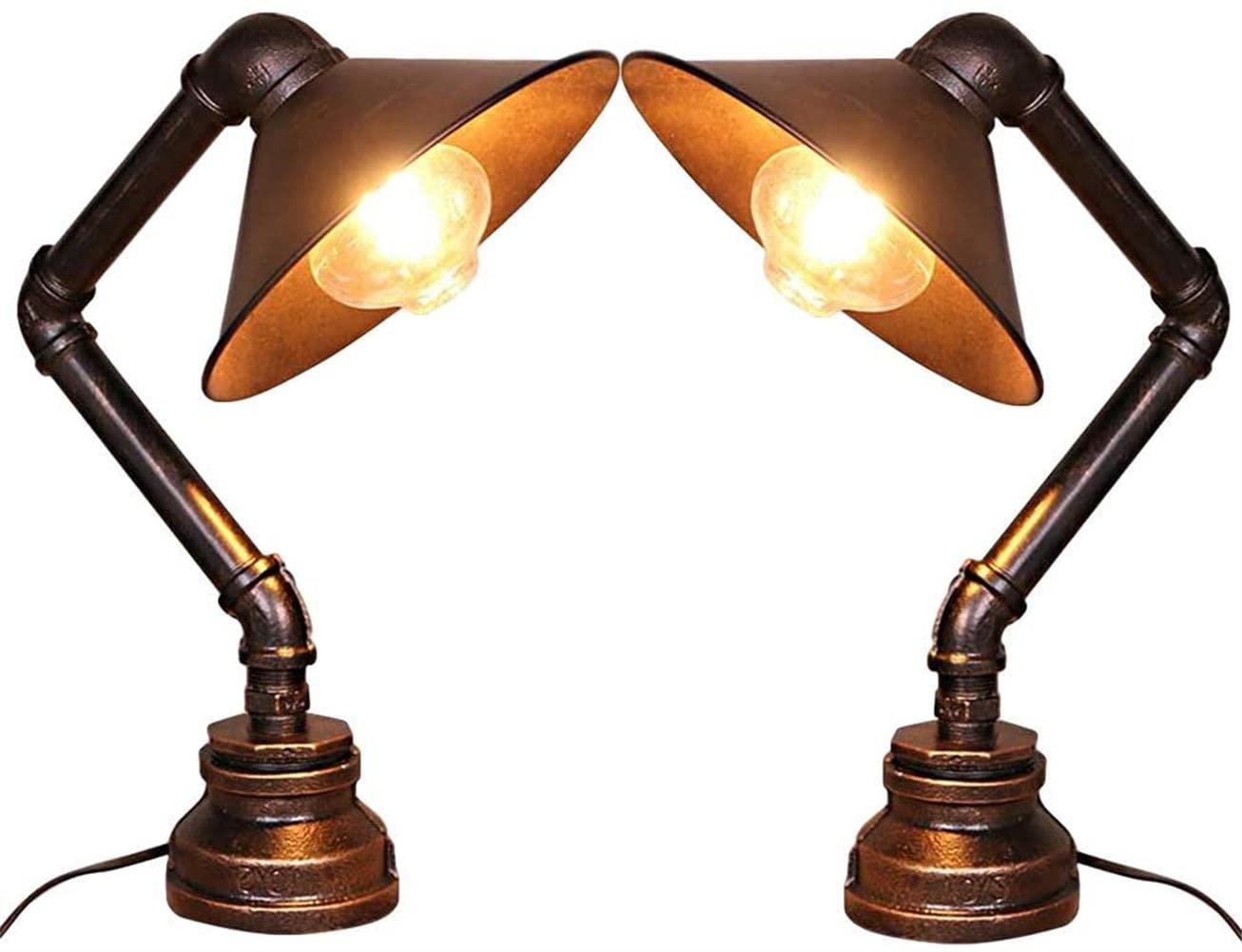 Dc Voltage Lampada da parete vintage a forma di tubo dell'acqua in metallo, stile steampunk, stile retrò, E27, 60 W, per camera da letto, cucina, bar, hotel, bar, pub, fattoria (argento spazzolato