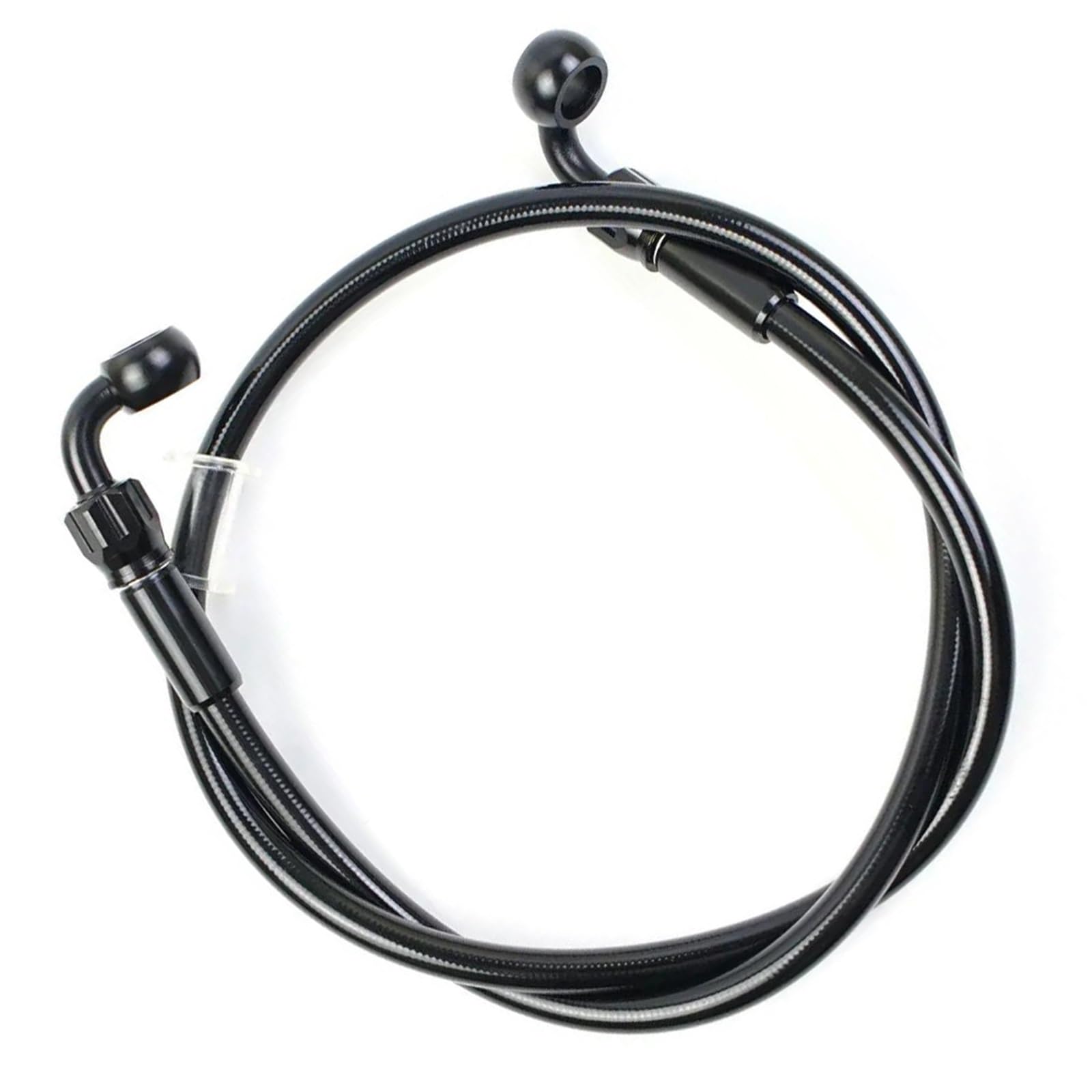 Shqxd Black- Silver Hydraulic Brake Hose An3 Motorcycle Atv Pit Dirt Street Racing Bike Motocross Motorbike Brake Hose Stainless Steel Braided Line With 360° Rotatable Banjo(2100Mm)