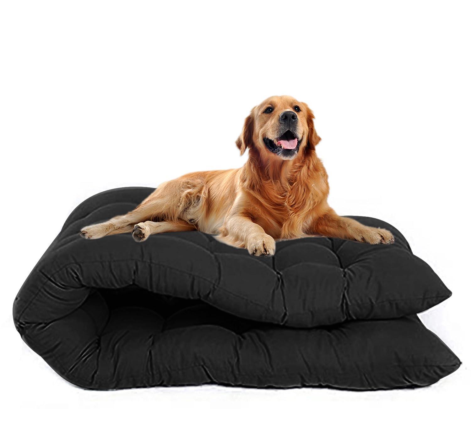 Waigg Kii Extra Large Dog Bed Mattress,Washable Calming Pet Crate Bed Mat Durable,Anti Anxiety Large Dog Beds Mattress for Pet Large Dogs (Black,100x55CM)