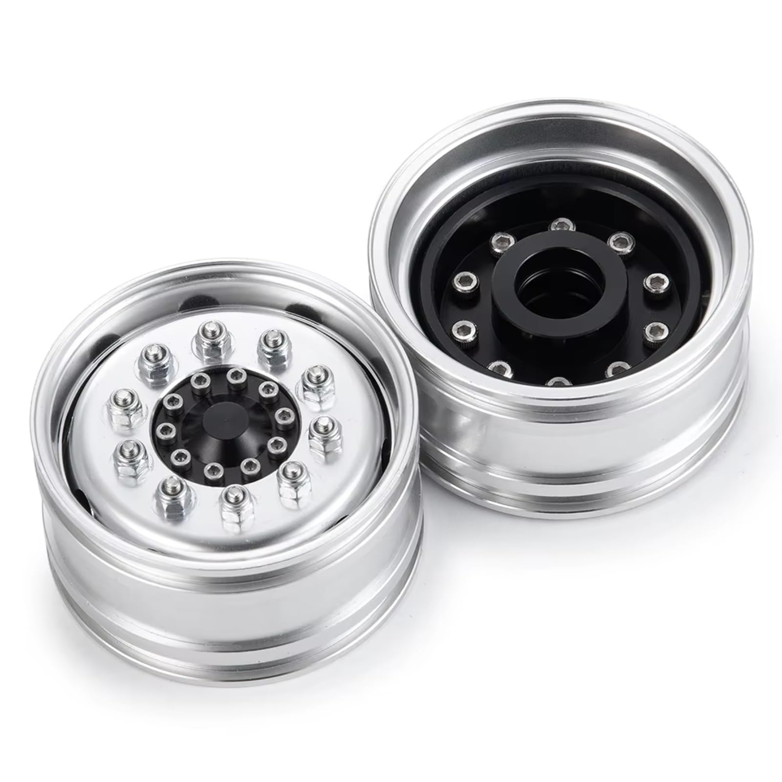 Cerchio Beadlock RC Per Tamiya 1/14 Mozzo Ruota Anteriore Cerchi Lega Alluminio 10 RC Per Arrampicata Rimorchio Carico Camion Ricambi Auto Accessori(4pcs)
