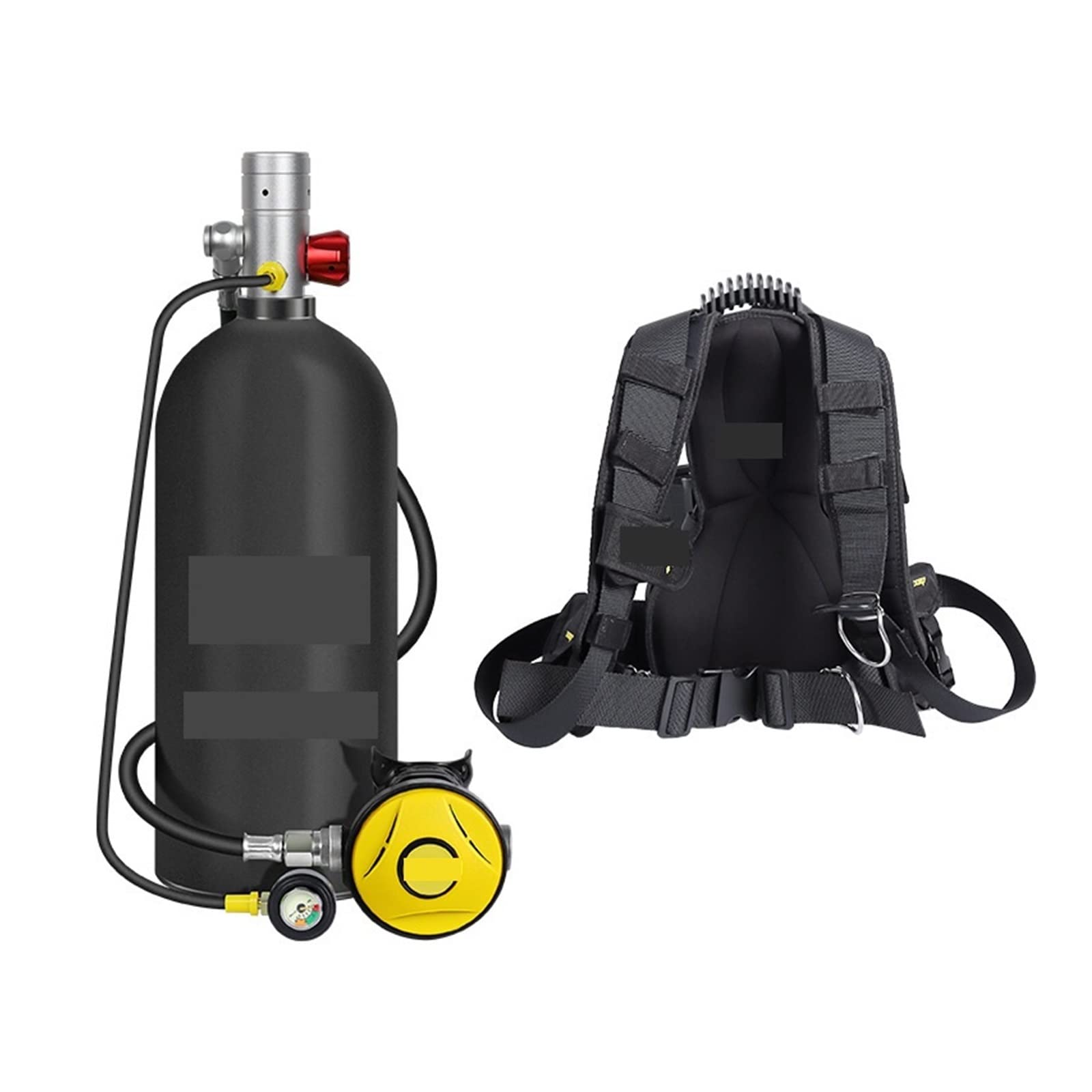 Dcdcd Black Bottle With Silver Head—A 3 Liters Diving Snorkeling Equipment Diving Respirator Fish Gill Oxygen Cylinder Spare(Black Bottle With Silver Head—A)