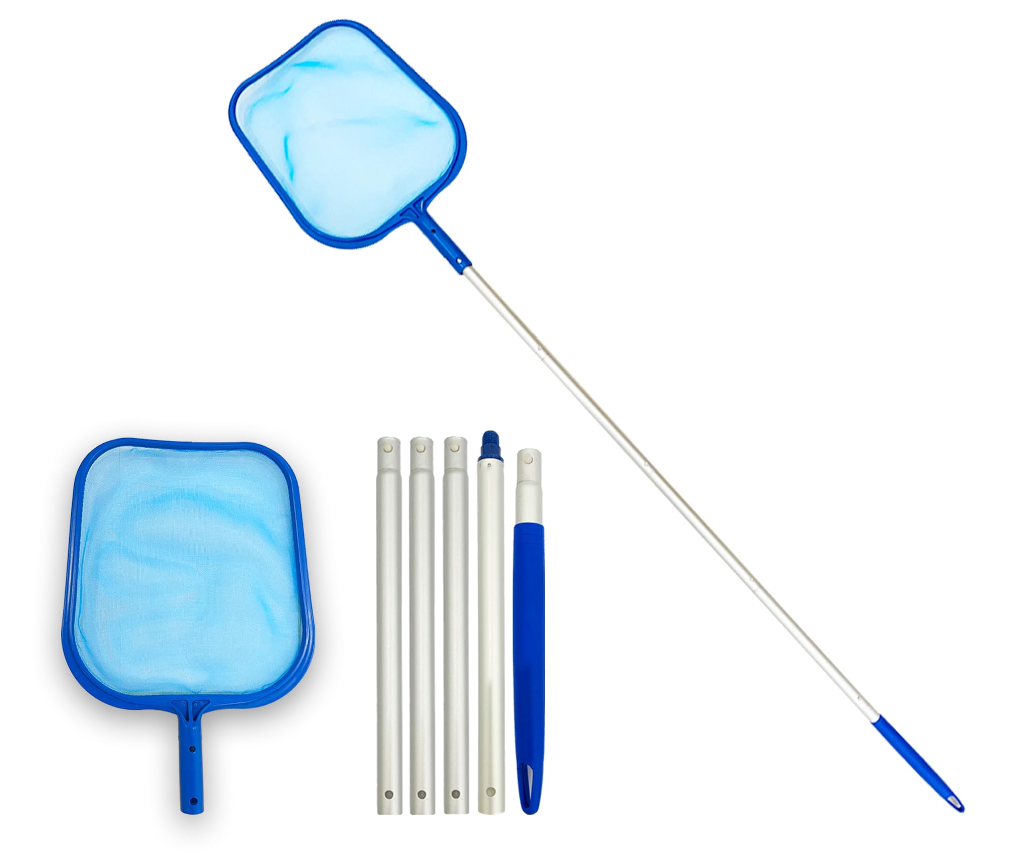 MAYGO Pro Pool Skimmer 60IN Long ,5Section,Fine Mesh Netting for Fast Cleaning of Debris - Clean Spas & Ponds