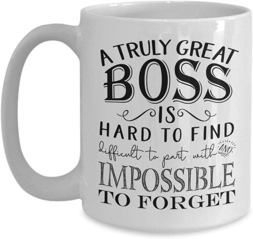 Review A Truly Great Boss is Hard To Find Difficult to Part With Mug - Best Gift Idea for Men or Women Bosses Day Leaving Moving Appreciation Retirement (11oz, white)