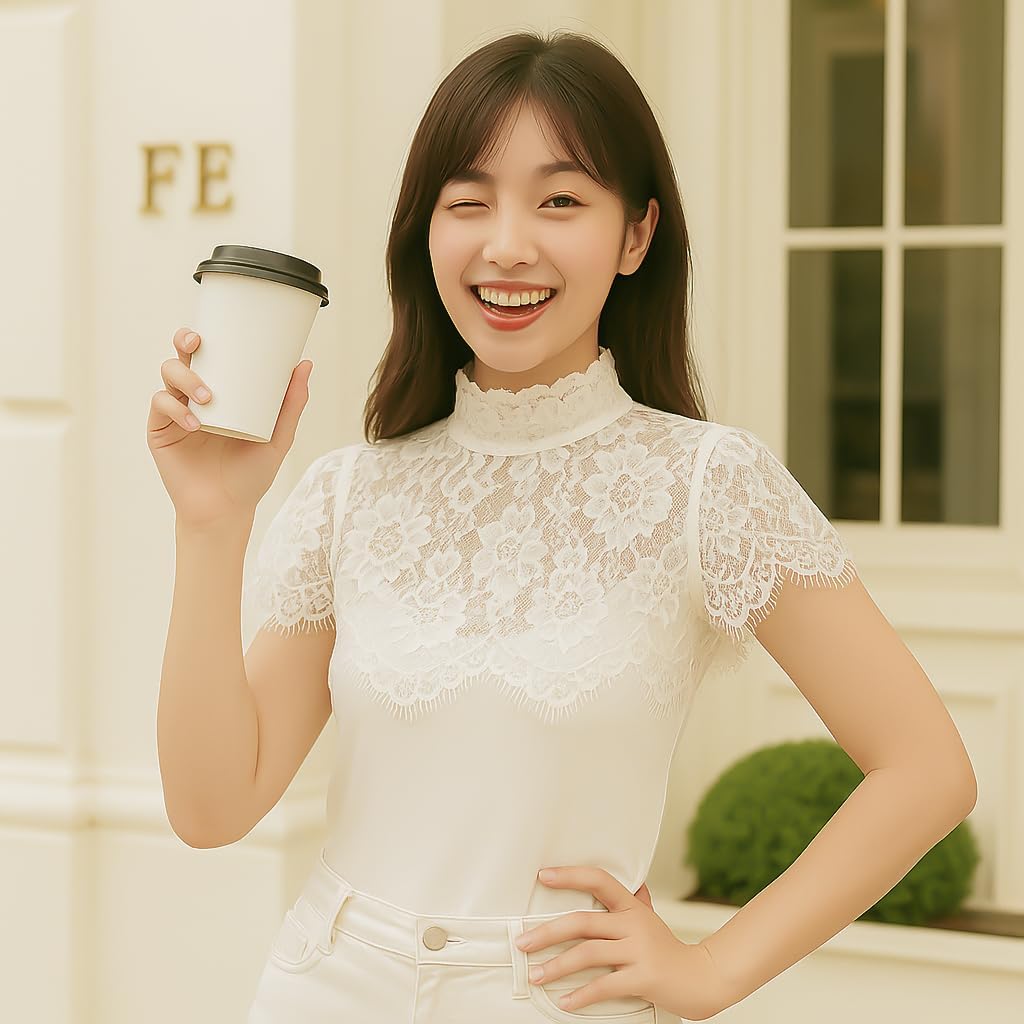 2 Pcs Black & White Lace Choker Tie Collar for Women Girl (FOR WOMEN UNDER 55 KG/121 POUNND), Detachable False Half Shirt Neck Cover with Flower Design - Image 3