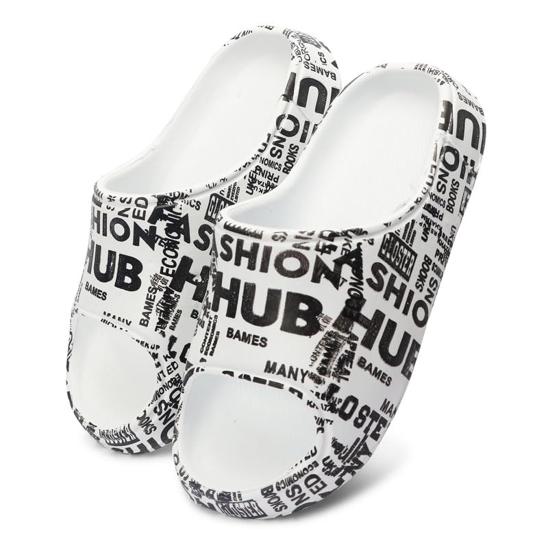 AARIO Abstract Printed Flip Flops Slides Back Open Household Comfortable Slippers For Boys (White) (B0CWDLM8PW) Amazon Price History, Amazon Price Tracker