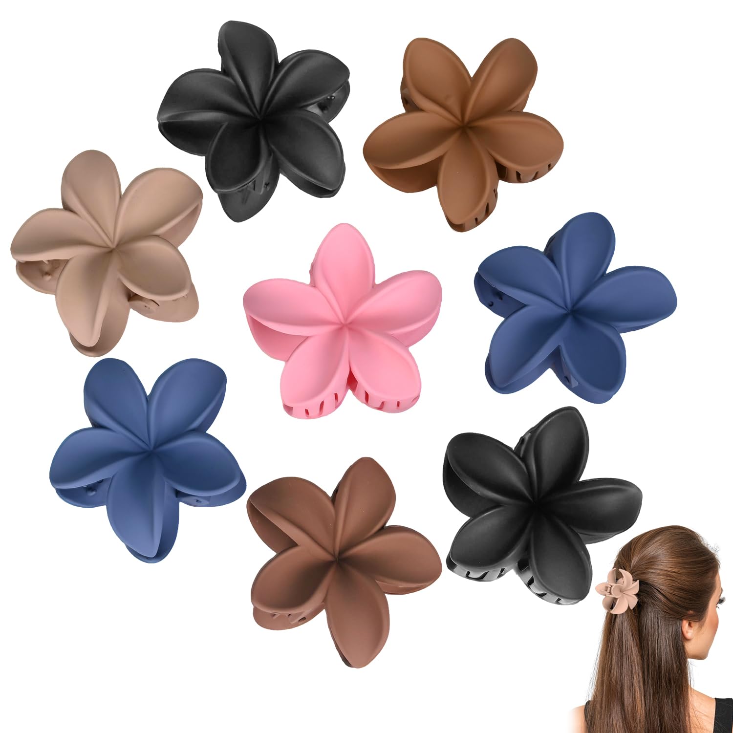 8 Stück Haarklammer Blume,Haarspangen Blumen,Modisch und elegant,Blütenblatt-Design, Helle Farben,geeignet für dickes Haar, Haarschmuck Geschenk für Mädchen