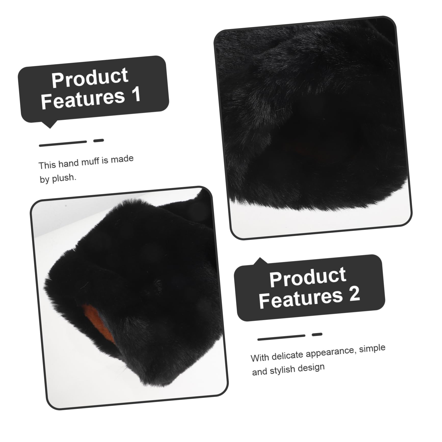 ibasenice Manguito Más Cálido Guantes Felpa Cálida De Invierno Conejo para Pelo Negro Calienta Chicas Conduciendo Bolsa De Punto Térmico Forrado Las Manos Felpa Corta Black