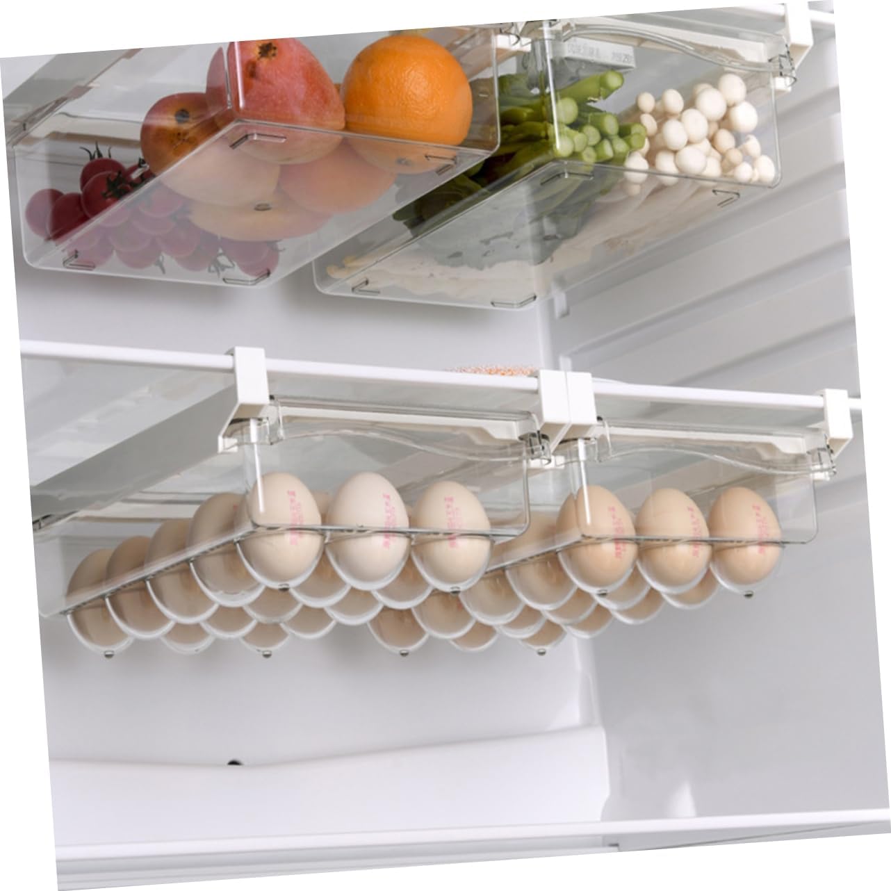 Eggs Organizer for Refrigerator Stackable Egg Holder Container Drawer Tray for Fresh Storage Space Saving Design