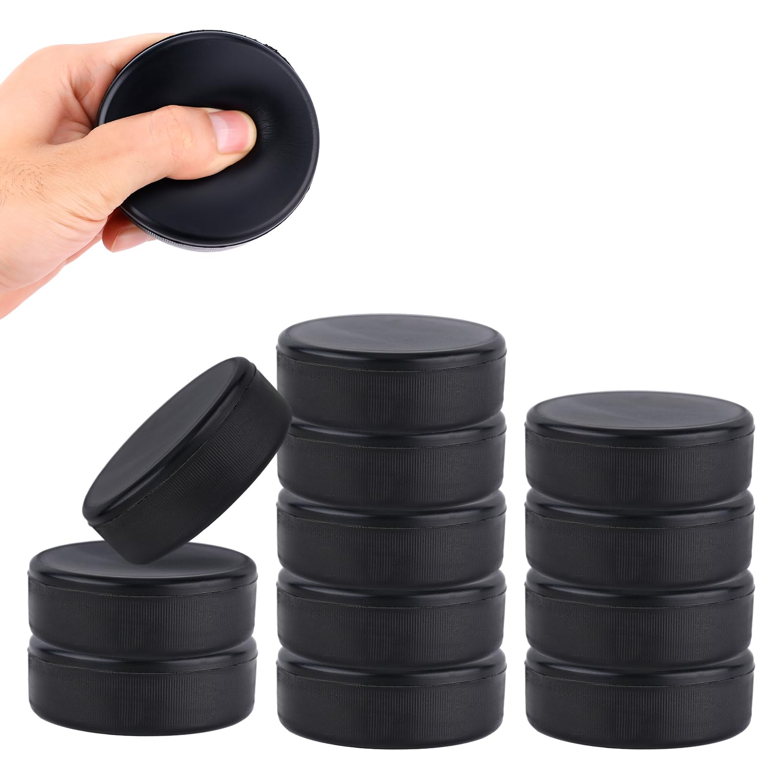 Gosknor 12pcs Ice Hockey Pucks, Diameter 3" /Thickness 1" Lightweight Soft Black Foam Hockey Pucks, Non-Rubber Hockey Accessory Supply Equipment for Floor Practice and Classic Training Indoor