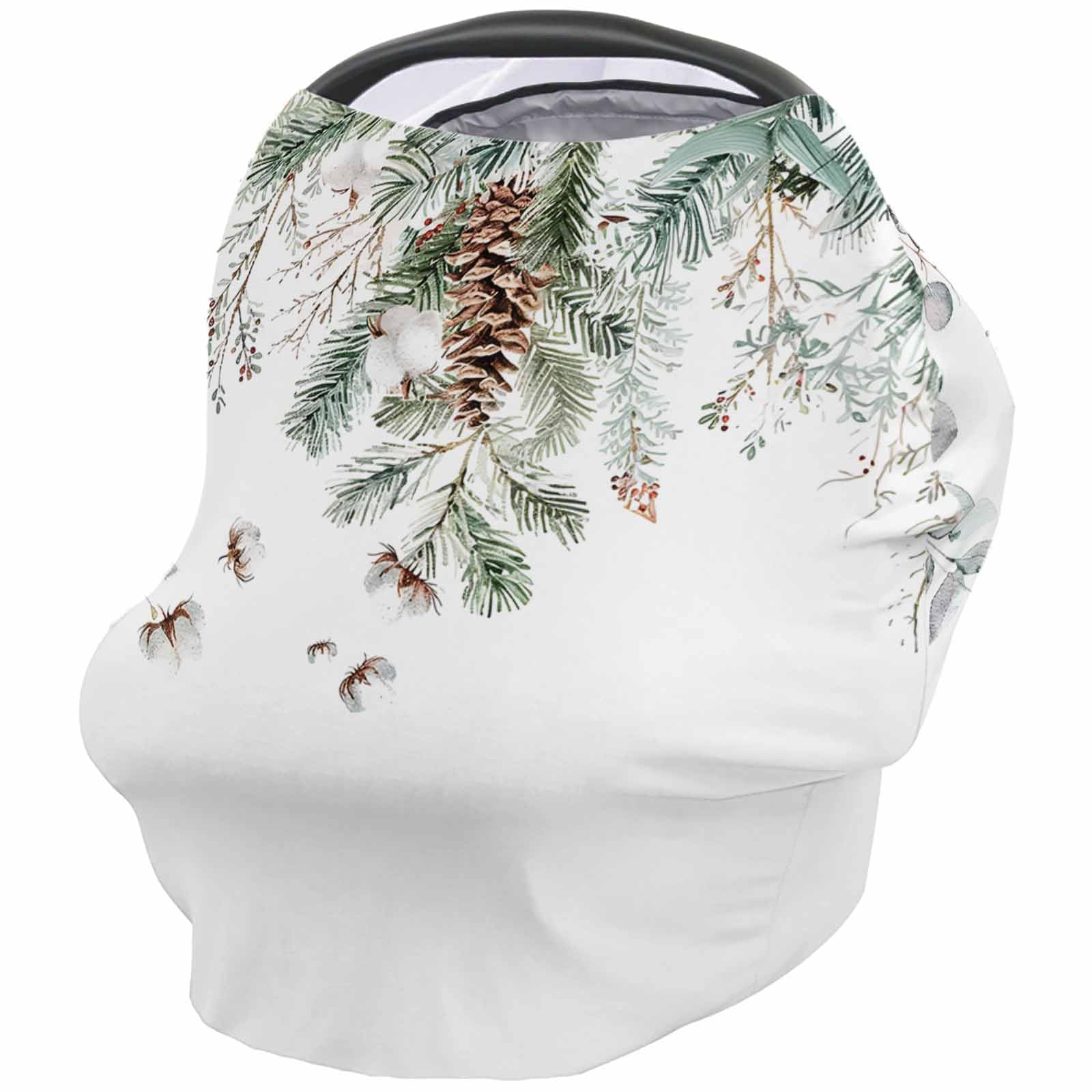 Nursing Cover for Breastfeeding Scarf, Rural Style Various Botanical Pine Needles Cones Baby Car Covers Super Soft Multi Use for Canopy Shopping Cart Cover Blanket Stroller Cover