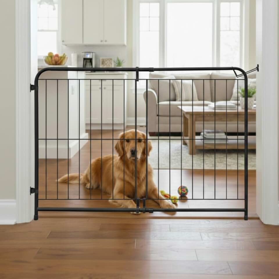 Portão Grade de Segurança Expansível para Portas e Corredores, Aço com Pintura Epoxi, 70 a 115cm, 78cm Altura, Portão de Ferro Reforçado para Cachorro e Criança, Fixação por Parafusos (Preto)