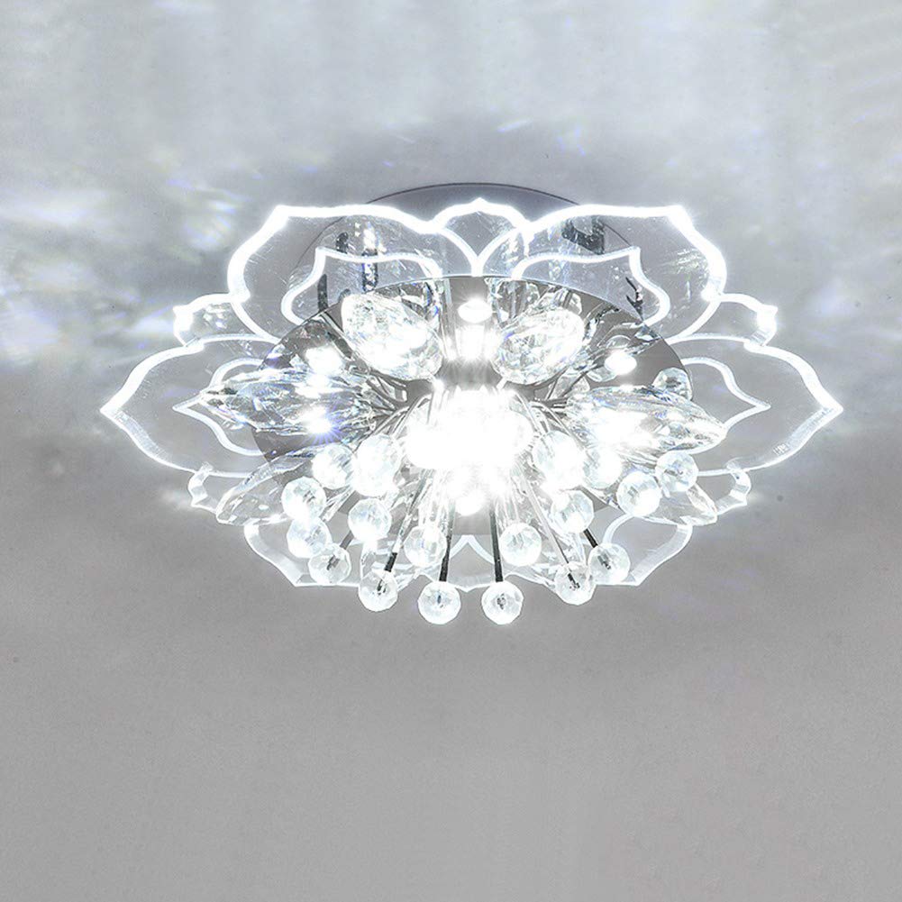 LAI HO Modern LED Crystal Ceiling Light, 9W Colorful LED Ceiling Lamp Chandelier Lighting, Flush Mount Fixture for Hallway Living Room Lamp Bedroom Kitchen,white light