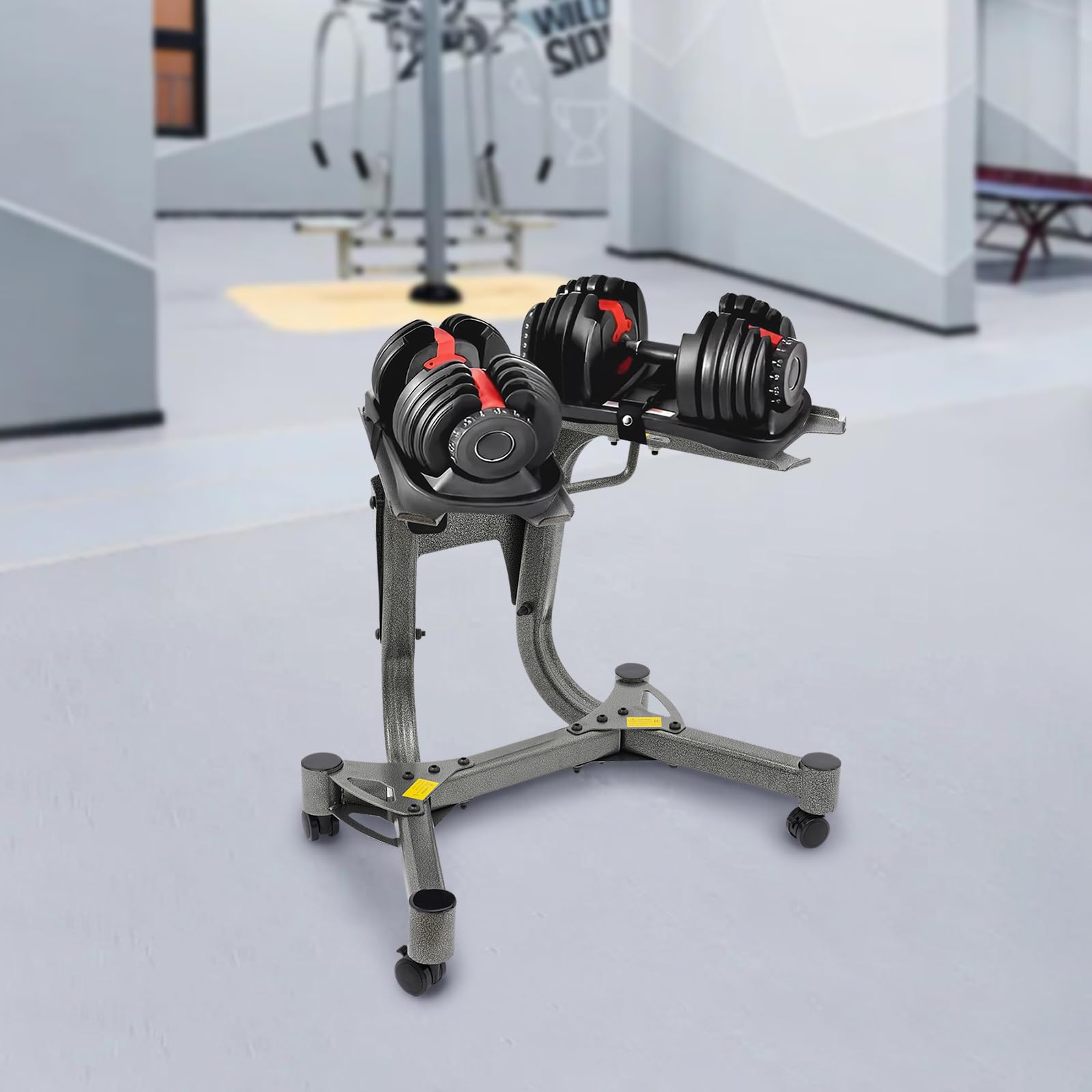 Supporto per manubri in metallo per manubri regolabili, stabile con capacità di carico di 100 kg, per casa, palestra, 64 x 39 x 62 cm, con accessori e istruzioni incluse
