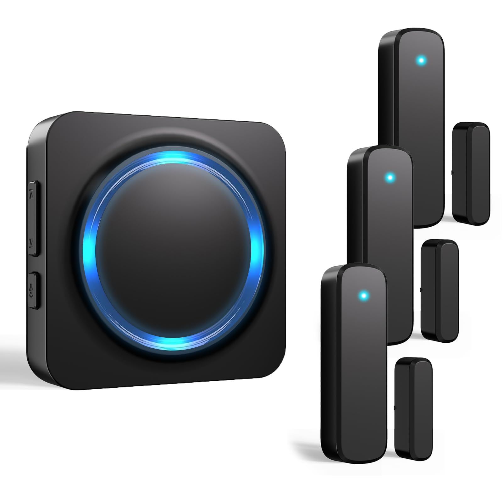 Türklingel, Türsensor Alarm beim Öffnen der Tür mit 5 einstellbaren Lautstärken, einfache Installation, 32 Klingeltöne, 182,9 m kabellose Reichweite, 3 Sensoren + 1 Empfänger, Schwarz
