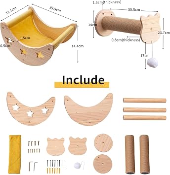 HEYOUTH Climbing Wall Cat Wall Elements Cat Wall Furniture Set Including 2 x Cat Stairs Wall Cat Hammock Scratching Post Wall Cat Shelves and Perches for Wall