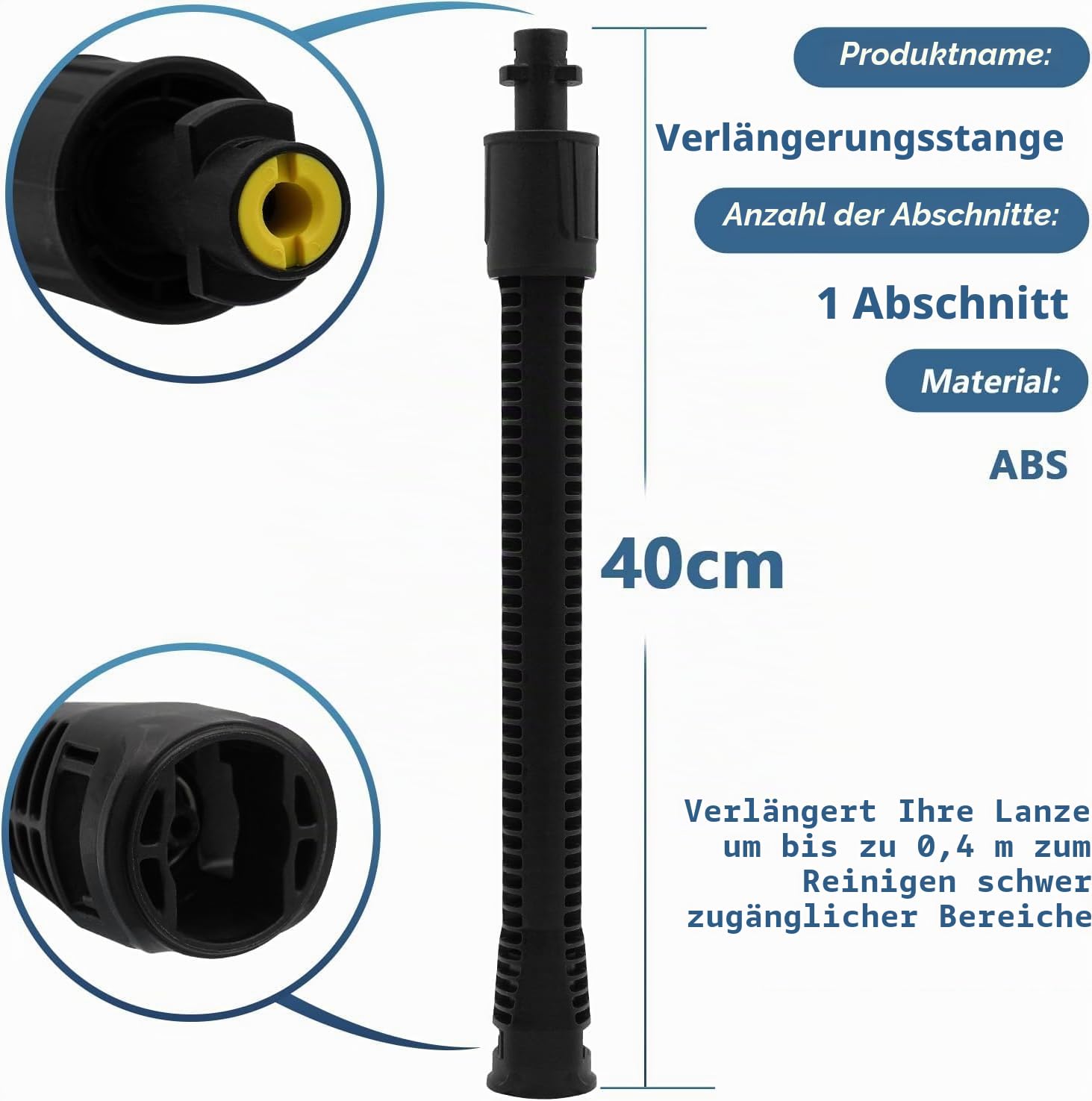 Düsenlanze Erweiterung | 0,4m Verlängerung | Kompatibel mit Karcher K2-K7 | Vergrößert die Reichweite Ihres Hochdruckreinigers (2 pack)
