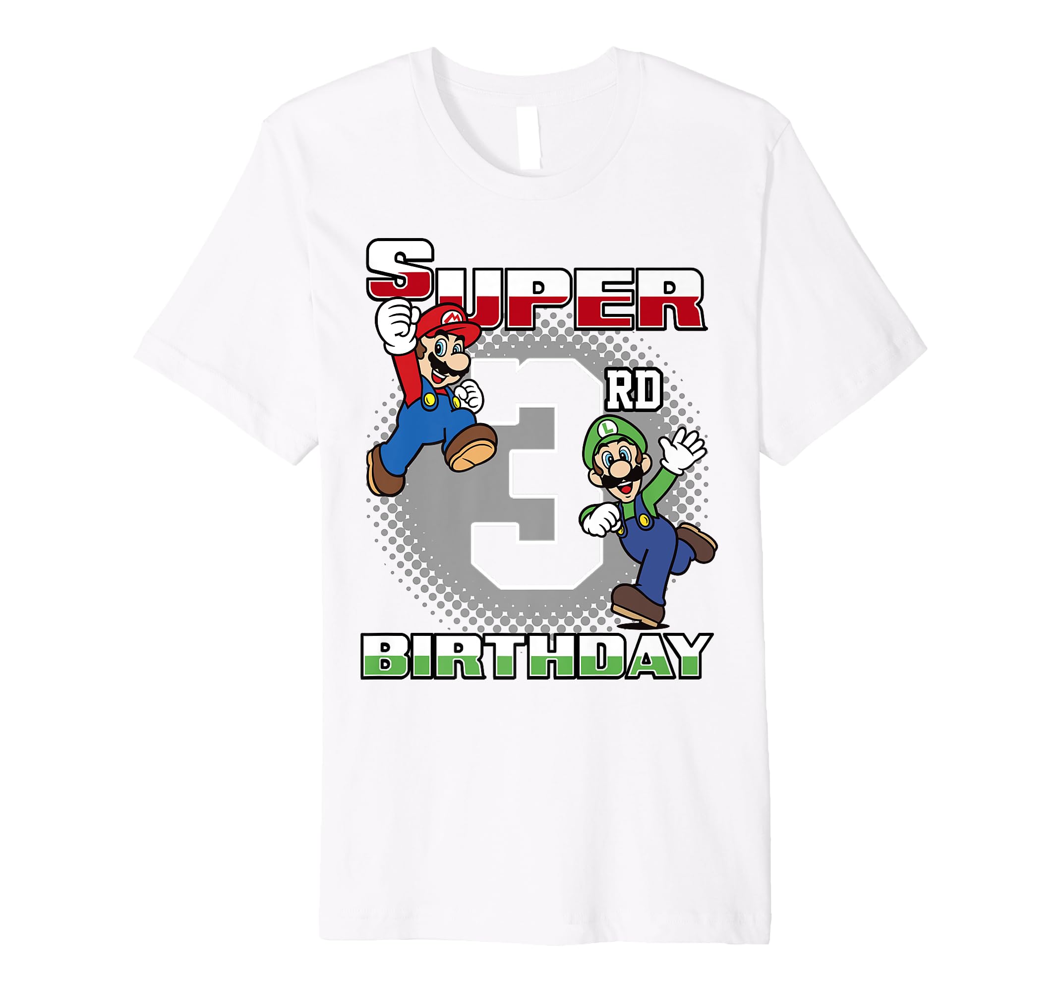Super Mario and Luigi Super Birthday 3rd Birthday Portrait Premium T-Shirt