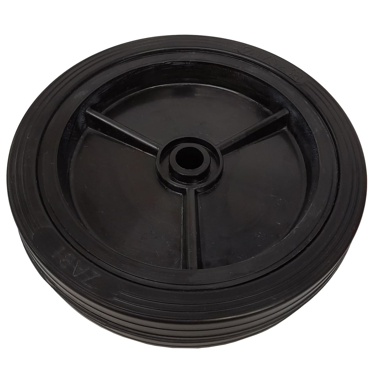 Rasenmäherrad Ø175 mm – schwarzes Ersatzrad aus Vollgummi, robustes Kunststoffrad für Rasenmäher, mit Montage-Set, Code: K175*M10