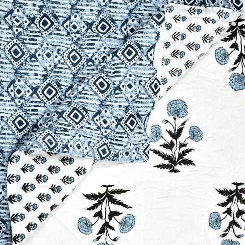 Image of BLOCKS OF INDIA Hand Block Printed Cotton King Size Quilt /Rajai | Design 48