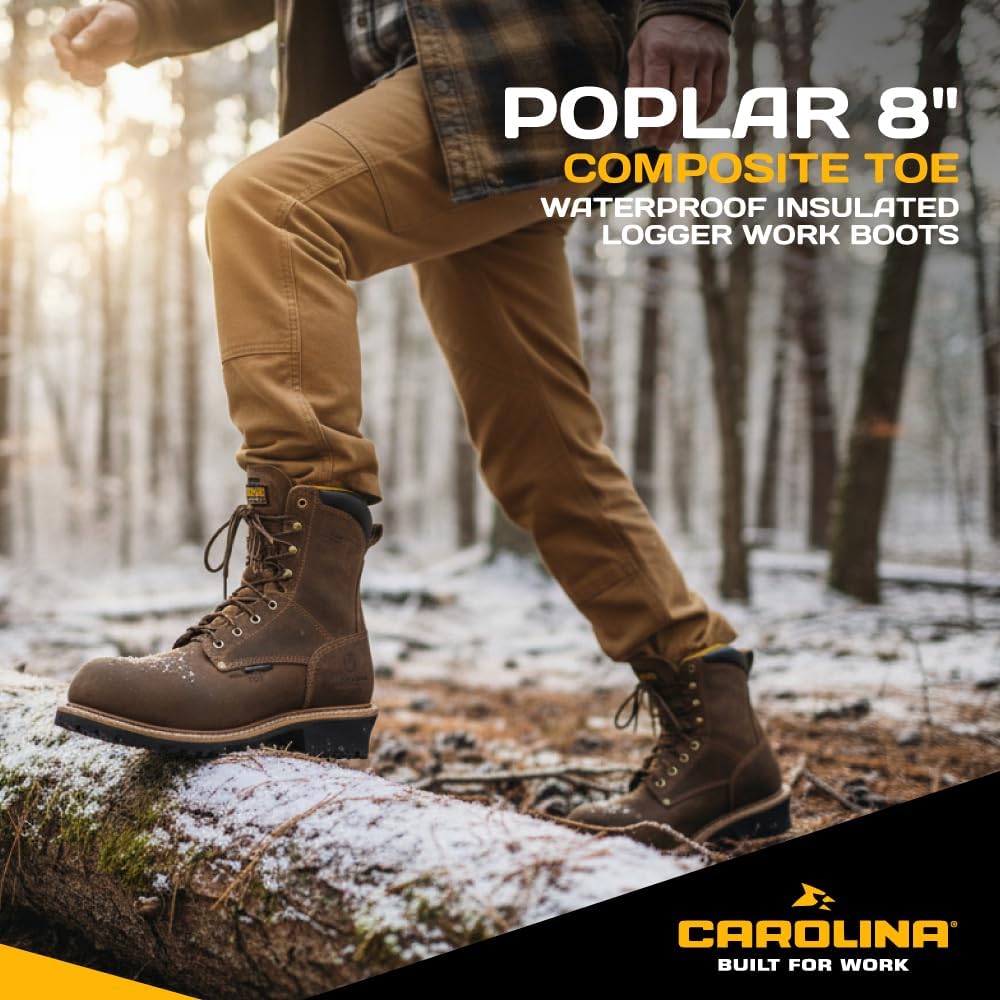 Carolina Poplar 8" Composite Toe Insulated Waterproof Logger Boot for Men Safety Work Footwear