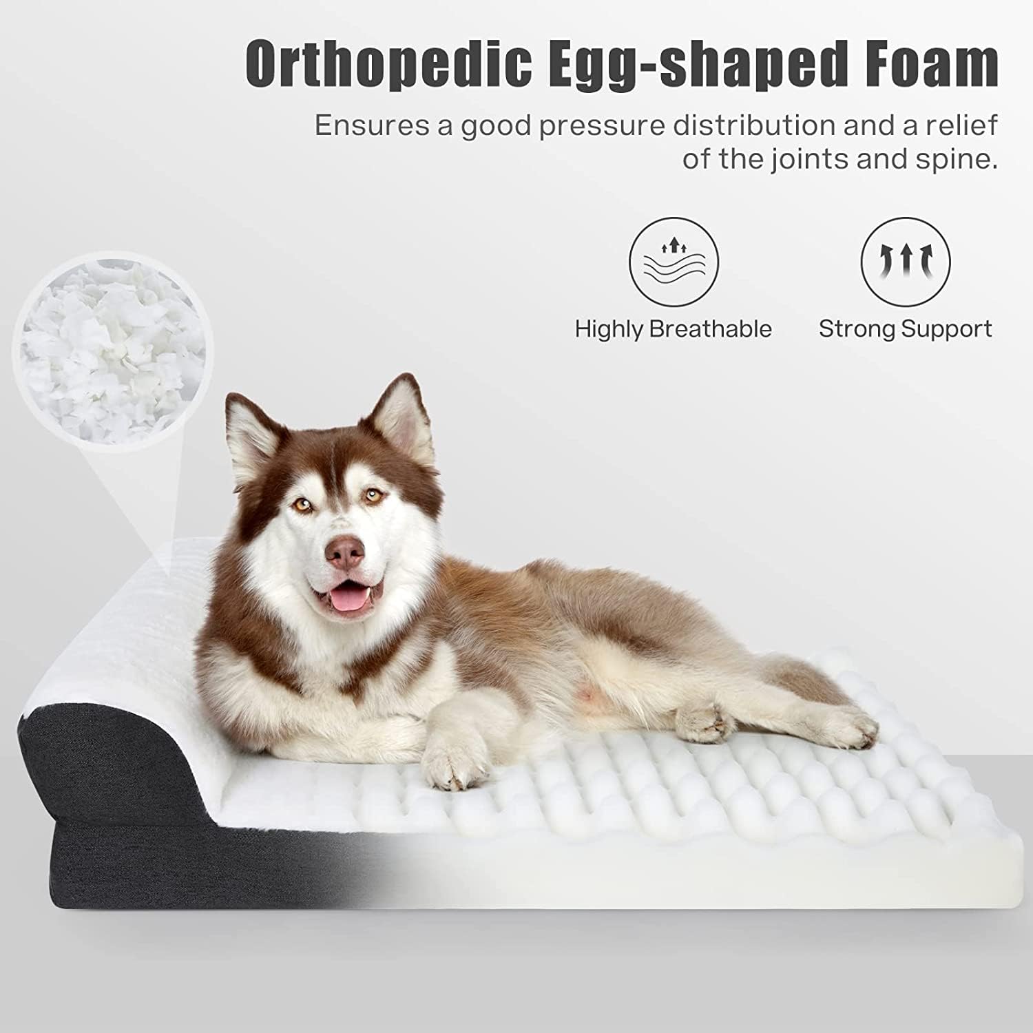 Pecute Divano Letto per Cani (L 91 * 68 * 20 CM), Letto Ortopedico per Cani, Materasso per Cani in Schiuma di Memoria a Forma di Uovo, Rivestimento Sfoderabile, Lavabile in Lavatrice