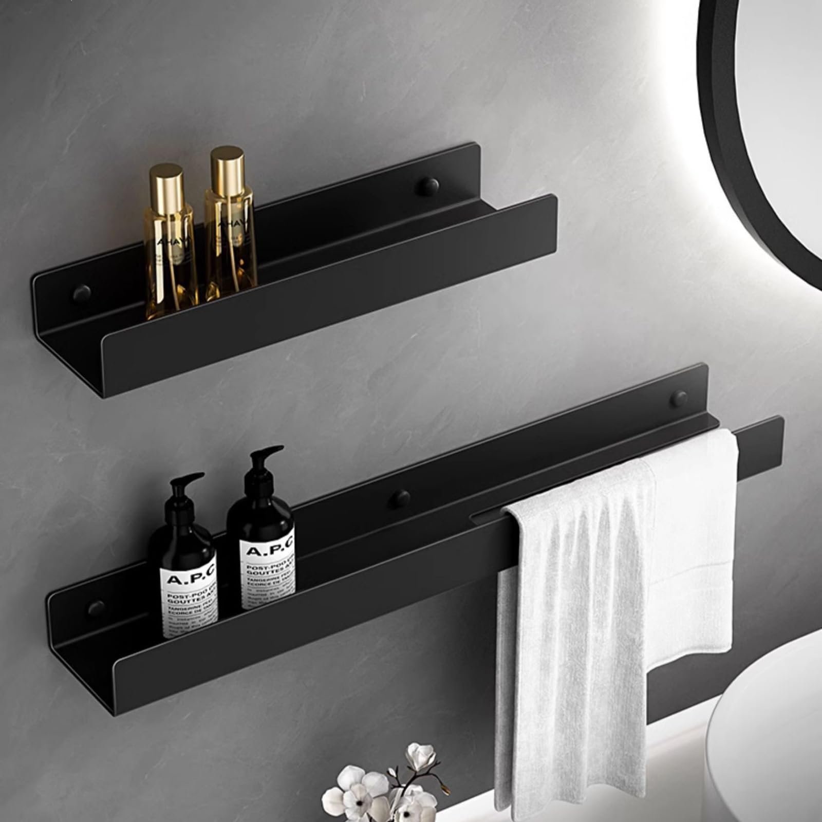 TXGJWRA Wall Mounted Shower Shelves Rectangular Storage Shower Caddy Easy to Clean Adhesive Shower Organizer Rustproof Stainless Steel