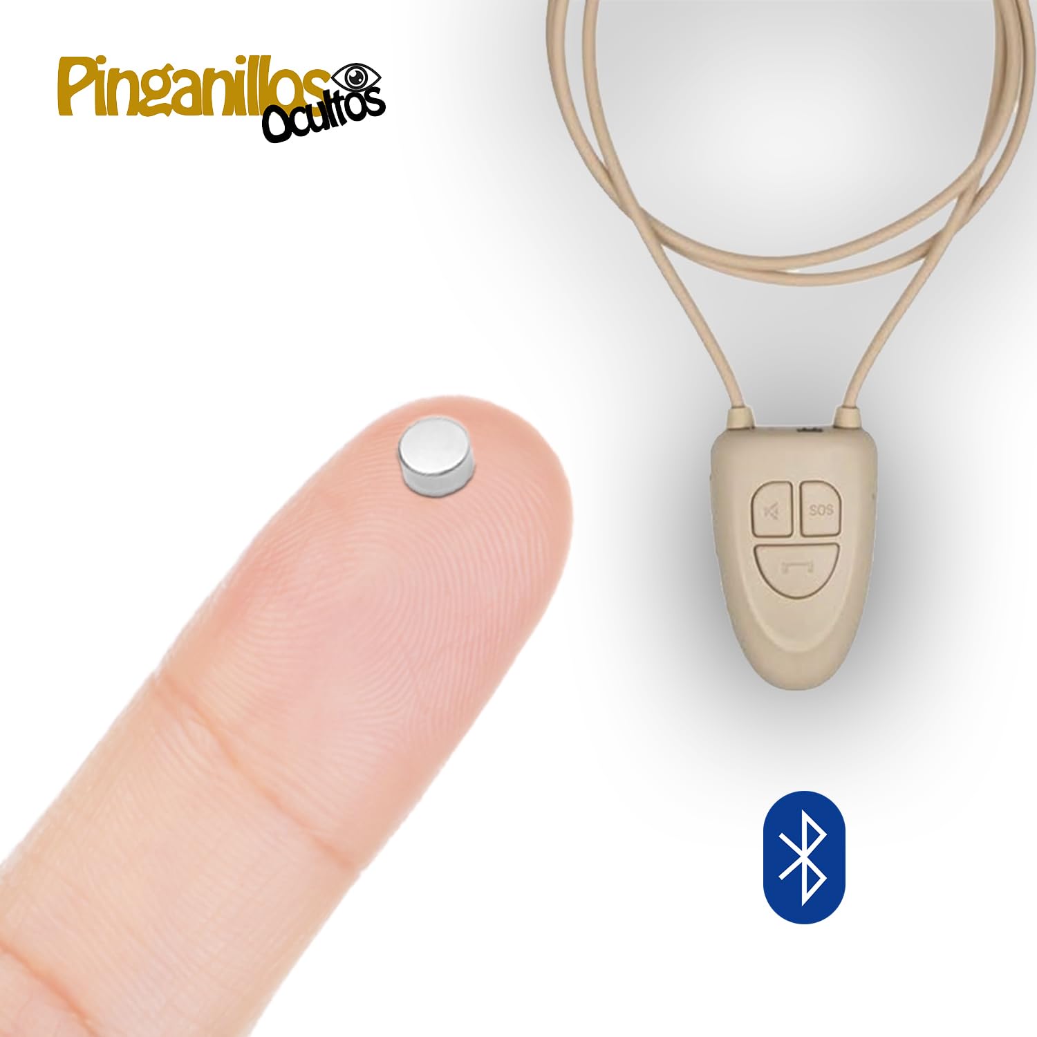 Pinganillo Oculto Examenes Micronano - Auricular Espia Inalambrico Examen con Collar V4 Bluetooth Microfono Integrado. (Supermini + Micronano + V4, Carne)