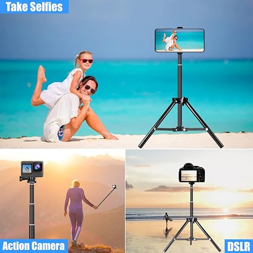 Miniatura 7 de Trípode para selfie, 62 pulgadas, extensible, desmontable, con control remoto, para iPhone 15, 14, 13, 12 Pro Max, Samsung Galaxy S23, S22, S21