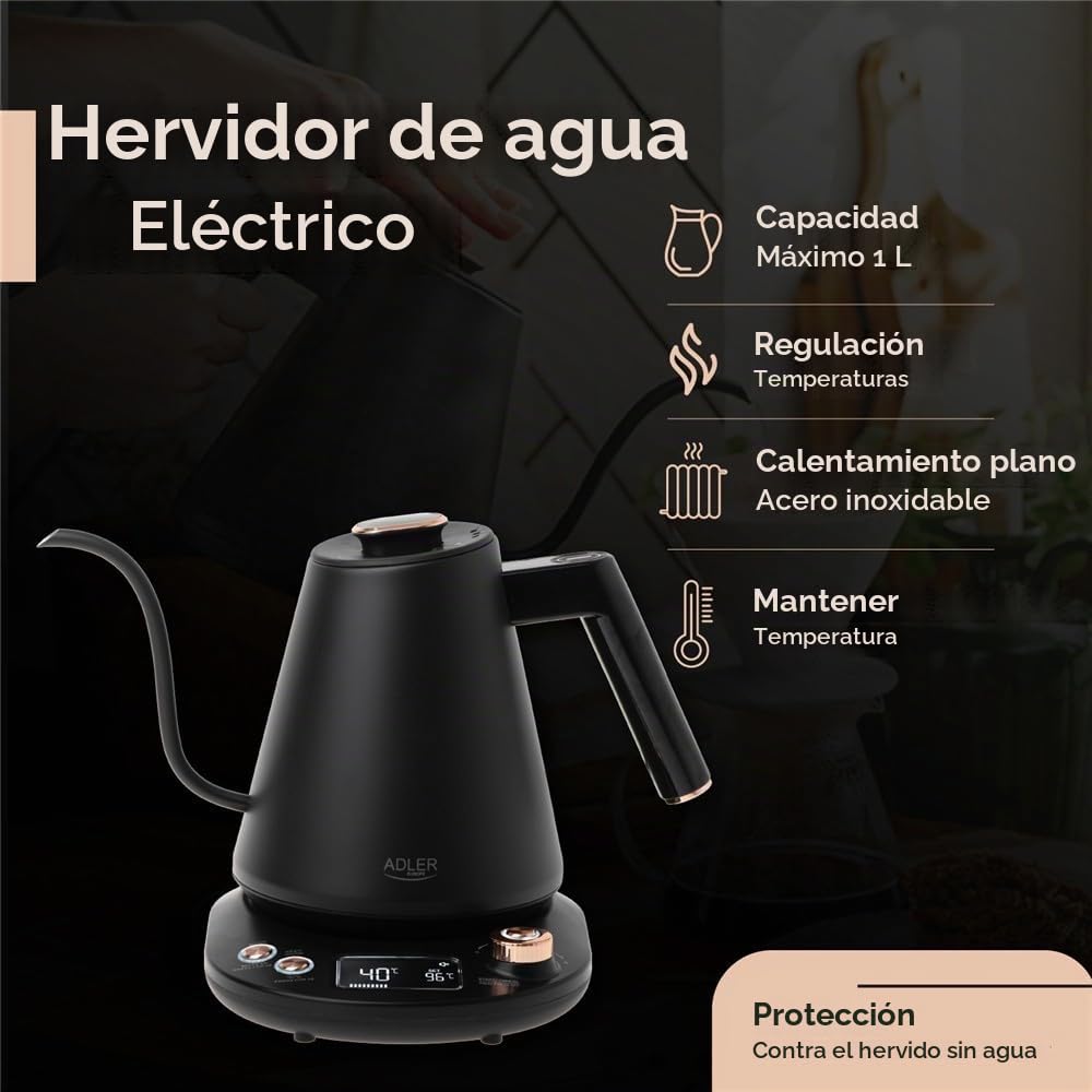 ADLER hervidor eléctrico con boquilla larga 1.0l