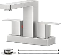 Vista 13 de FORIOUS Grifos de baño negros de 3 agujeros, grifo de lavabo de baño negro mate de 8 pulgadas de ancho, 2 manijas para fregadero de baño con drenaje