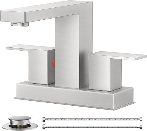 Miniatura 13 de FORIOUS Grifos de baño negros de 3 agujeros, grifo de lavabo de baño negro mate de 8 pulgadas de ancho, 2 manijas para fregadero de baño con drenaje