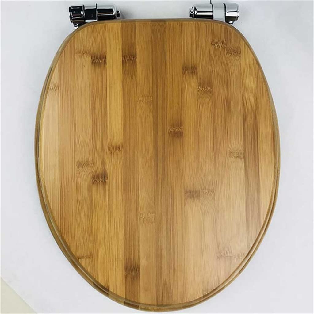 Mobygkfy Light Grey Solid Wood Toilet Seats,Universal Buffer Seat Cover Thicken Slow-Close Lid
