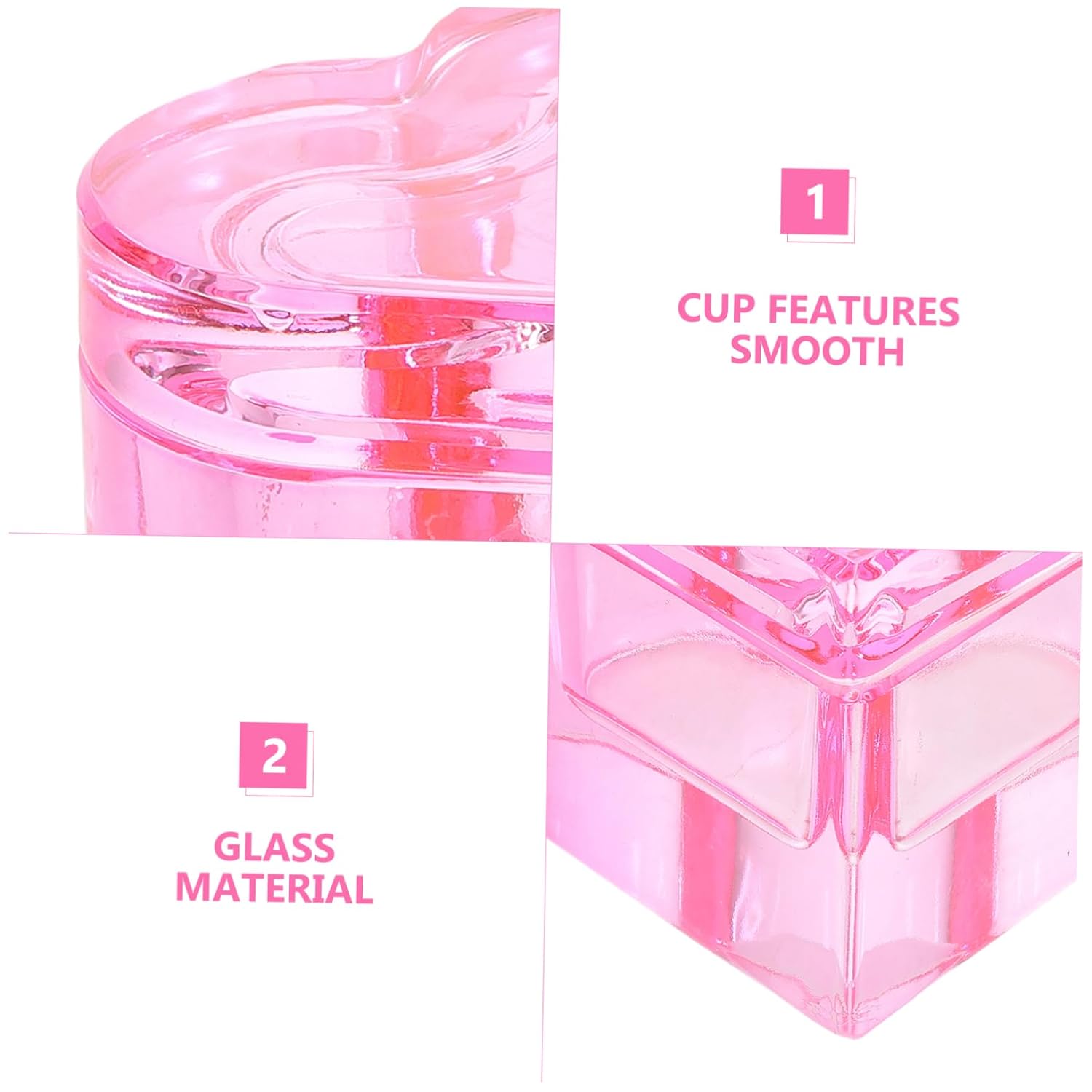Pink Heart Shaped Dish Glass Dappen Cup for Nail Art Accessories Nail Salon Tools Home Care