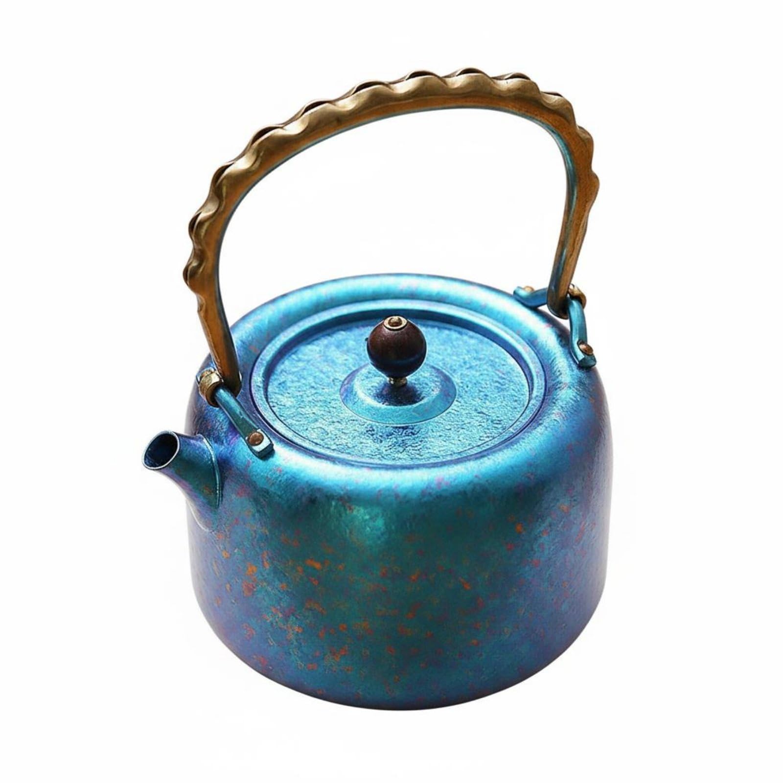 Tetera de Viaje al Aire Libre Tetera Hervidor Jarra Cafetera de Titanio Ligera y Resistente con Vertido Suave y Gran Capacidad Adecuada para Camping, Array, Azul Jingtailan